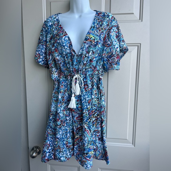 Lauren Ralph Lauren Swim Cover-Up Dress size L Paisley Boho Beach Style - Picture 4 of 9